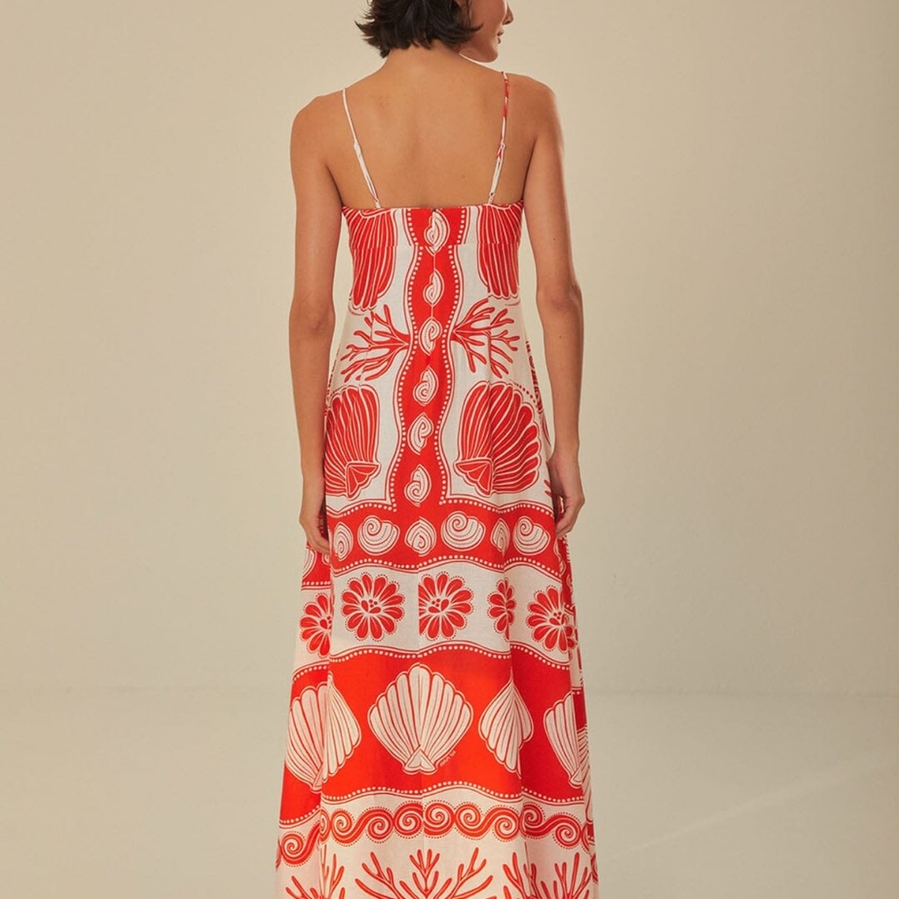 FARM Rio Red and White Shell-Print Maxi Dress - Picture 3 of 4